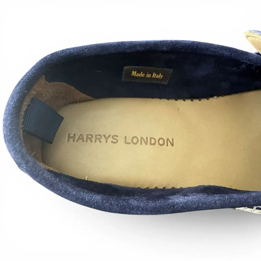 Harrys London Riviera Suede Espadrilles Men 43 1/2 EU 10.5 US Blue Penny Loafer